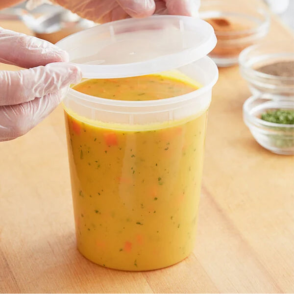 32 oz. Translucent Plastic Deli Container and Lid Combo Pack - 240/Case